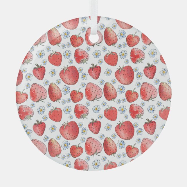 Strawberry Fields: Summer Freshness Glass Tree Decoration (Front)