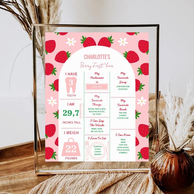 Strawberry First 1st Birthday Milestone Sweet One Poster (Creator Uploaded)