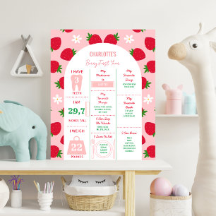 Strawberry First 1st Birthday Milestone Sweet One Poster