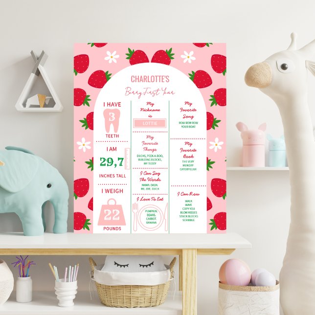 Strawberry First 1st Birthday Milestone Sweet One Poster (Creator Uploaded)
