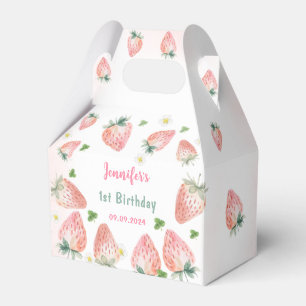 Strawberry First Birthday 1st Favour Box