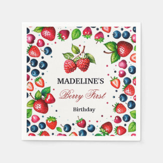 Strawberry First Birthday Baby Shower Napkin