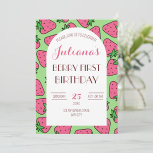 Strawberry First Birthday, Berry First Birthday  Invitation