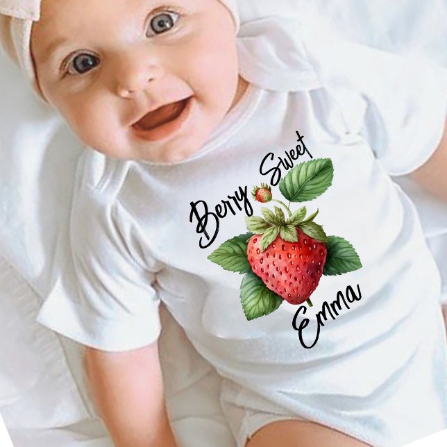 Strawberry First birthday Berry Sweet Baby Bodysuit (Creator Uploaded)