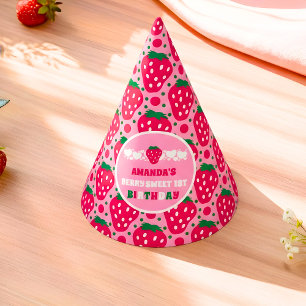 Strawberry First Birthday Celebration Party Hat