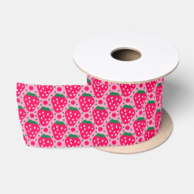 Strawberry First Birthday Celebration Satin Ribbon (Spool)
