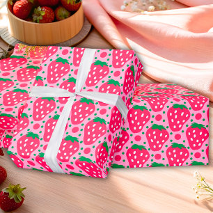 Strawberry First Birthday Celebration Wrapping Paper