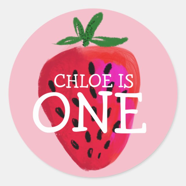 Strawberry | First Birthday Custom Sticker (Front)