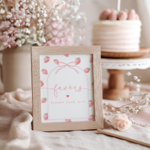 Strawberry First Birthday Favours Sign Berry Sweet