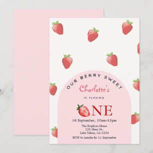 Strawberry First Birthday  Invitation