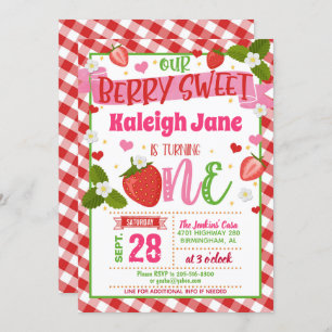 Strawberry First Birthday Invitation - Berry Sweet