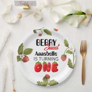 Strawberry First Birthday Paper Plate