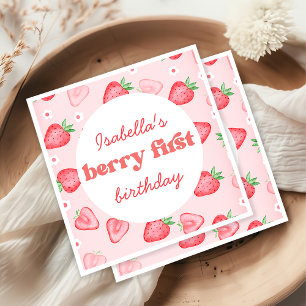 Strawberry First Birthday Party  Napkin
