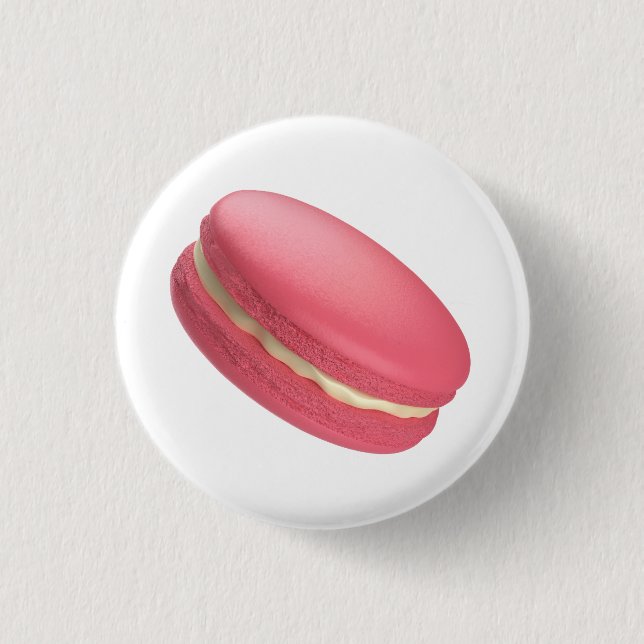 Strawberry flavoued macaron 3 cm round badge (Front)