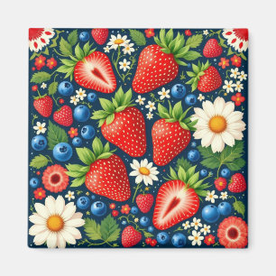 strawberry floral magnet