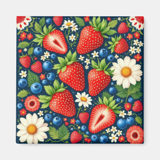 strawberry floral magnet