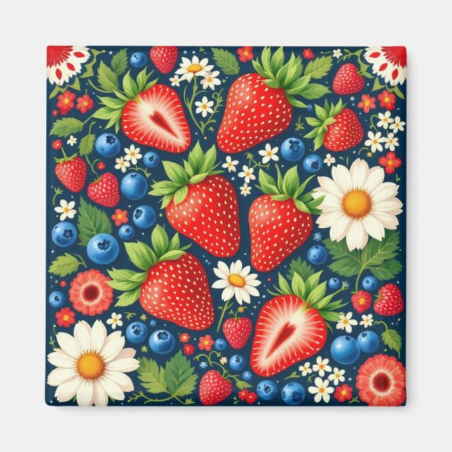 strawberry floral magnet (Front)