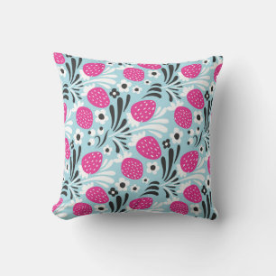 Strawberry Floral: Pink Berry Seamless. Cushion