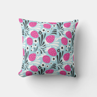 Strawberry Floral: Pink Berry Seamless. Cushion