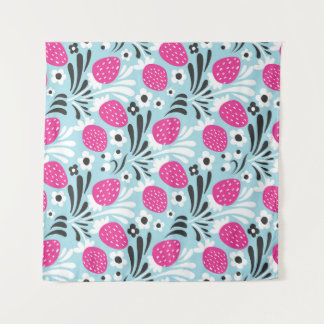 Strawberry Floral: Pink Berry Seamless. Tapestry