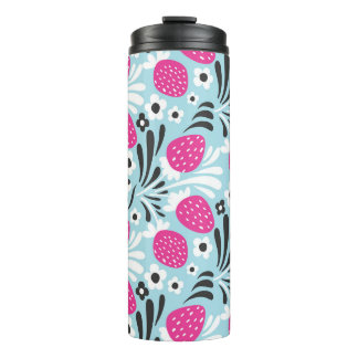 Strawberry Floral: Pink Berry Seamless. Thermal Tumbler