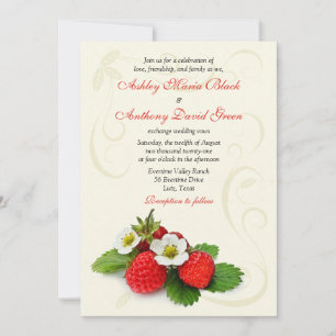 Strawberry Floral Wedding Invitation