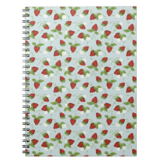 Strawberry Floral Whimsical Spiral-Bound Notebook