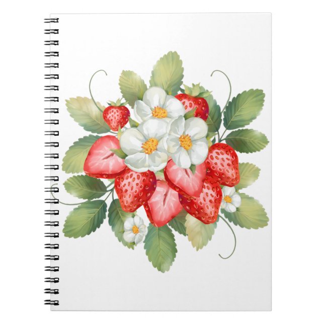 Strawberry Flower Fruit Stationary Paper Note  Notebook (Front)