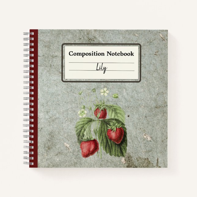 Strawberry Flowers and Fruits Personalised Comp No Notebook (Front)