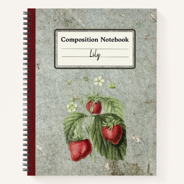 Strawberry Flowers and Fruits Personalised Comp Notebook (Front)