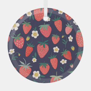 Strawberry Flowers & Fruits: Decorative Pattern Glass Tree Decoration