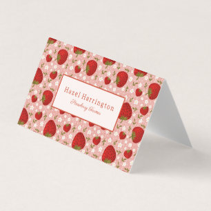 Strawberry Folded Business Card Customisable Cute