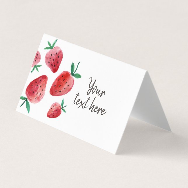 Strawberry Food Label Tent Berry Sweet Birthday Bu Business Card (Front)