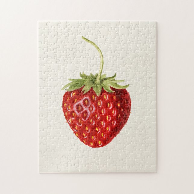 Strawberry (Fragaria) Fruit Watercolor Painting Jigsaw Puzzle (Vertical)