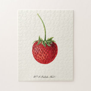 Strawberry (Fragaria) Fruit Watercolor Painting Jigsaw Puzzle