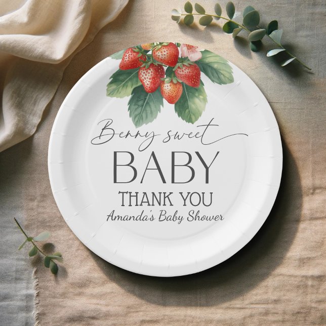 Strawberry Fresh Market Berry Sweet Baby Shower Paper Plate (Creator Uploaded)