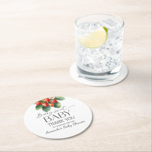 Strawberry Fresh Market Berry Sweet Baby Shower Round Paper Coaster
