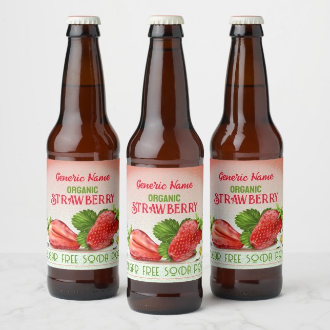 Strawberry Fruit Beverage Beer Bottle Label (Bottles)