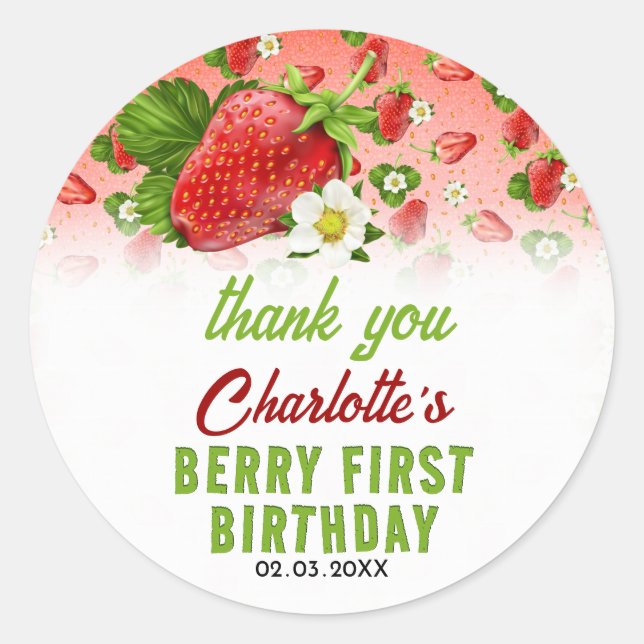 Strawberry Fruit Classic Round Sticker (Front)