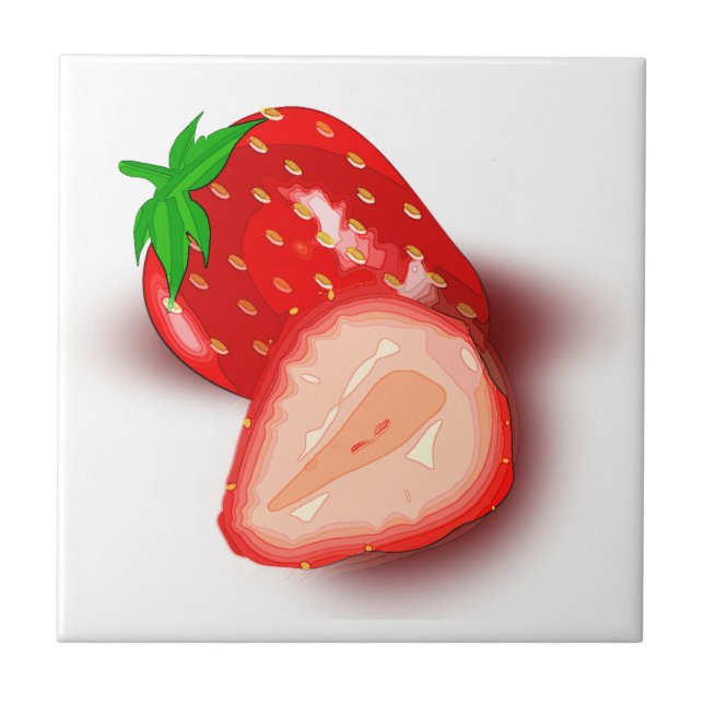 Strawberry Fruit Customisable Image Template White Tile (Front)