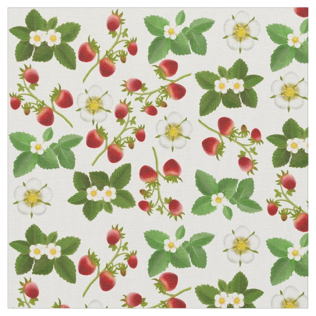 Strawberry Fruit Floral Fabric (Close Up)
