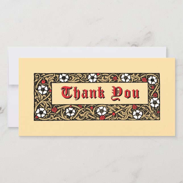 Strawberry Fruit Floral Foliage Thank You Card (Front)