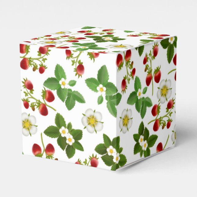 Strawberry Fruit Flowers Favour Box (Front Side)