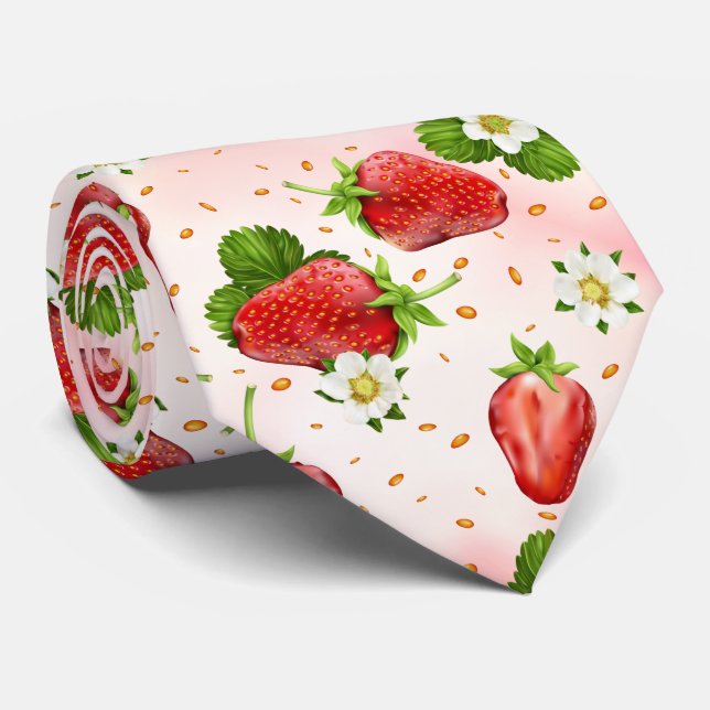 Strawberry Fruit Fun Summer Tie (Rolled)
