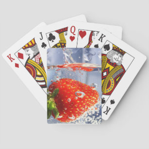 Strawberry fruit in water photography beautiful playing cards