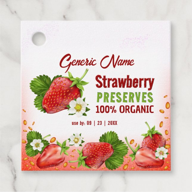 Strawberry Fruit Jam Jar Product Label (Front)