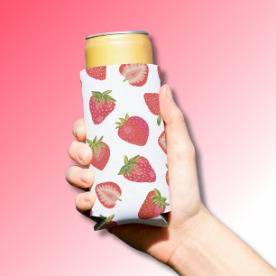 Strawberry Fruit Pattern Seltzer Can Cooler