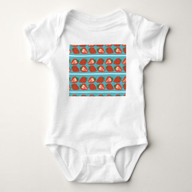 Strawberry Fruit: Seamless Repeat Pattern. Baby Bodysuit (Front)