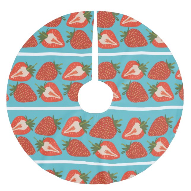 Strawberry Fruit: Seamless Repeat Pattern. Brushed Polyester Tree Skirt (Front)