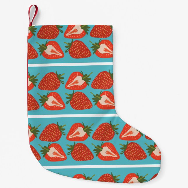 Strawberry Fruit: Seamless Repeat Pattern. Small Christmas Stocking (Front)